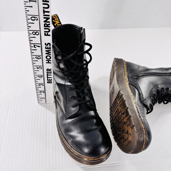 Dr. Martens Black Leather Lace‑Up Boots with Side Zipper – Women’s US 7 / M6 - Picture 5 of 7